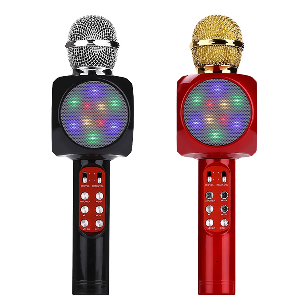 Bluetooth беспроводной микрофон с динамиком красочный светильник для дома KTV