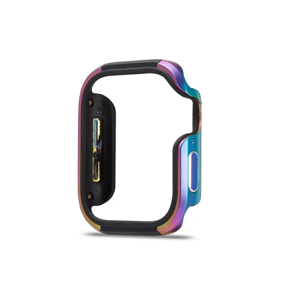 Бампер часы Чехол Крышка для Apple Watch чехол 5 4 3 2 44 мм, 42 мм, 38 мм, версия из мягкого ТПУ+ сплав решетка радиатора протектор для наручных часов iWatch, 5, 4, 3, длина-44 мм, 40 мм - Цвет: Colorful