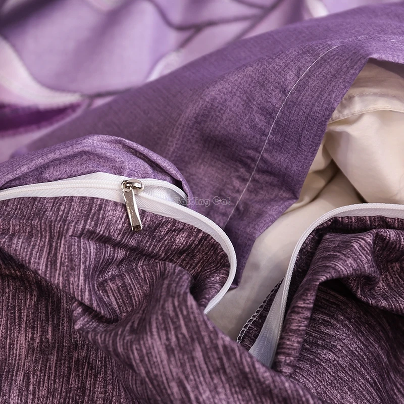 Комплект постельного белья женский с фиолетовым цветочным принтом роскошный