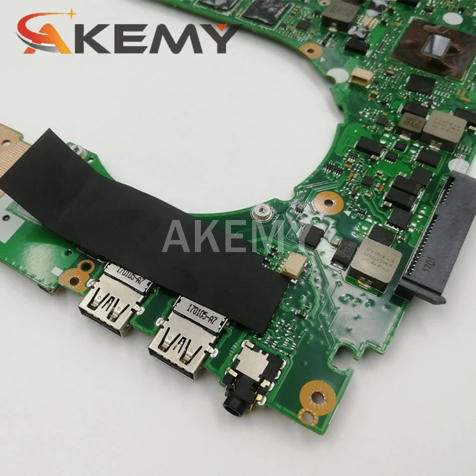 

Akemy FX502VD Laptop Motherboard For Asus FX502V FX502VD FX502VE FX502VM Mainboard 8G RAM I7-7700HQ GTX1050 4G graphics