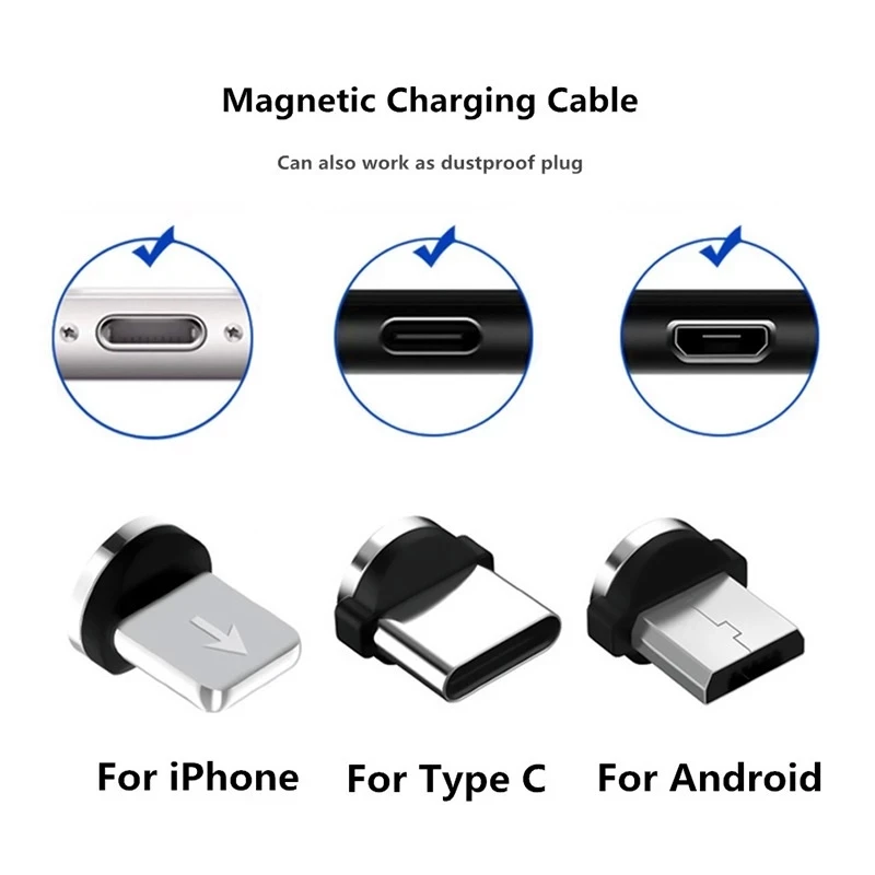 5pcs for mobile phone replacement parts easy operate durable converter 360 degree rotation magnetic tips charging cable adapter free global shipping
