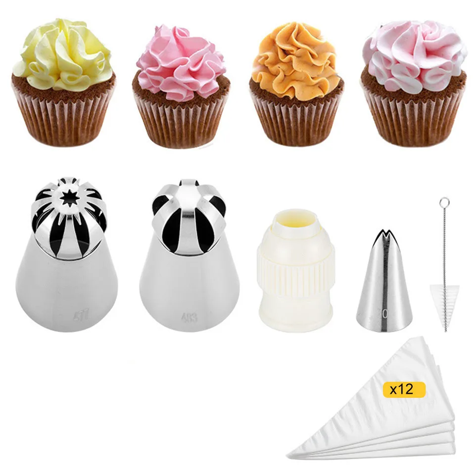 

Large Russian Icing Piping Pastry Nozzle Tips Baking Tools Cakes Decoration Set Cake Cream Piping Nozzles Decoration