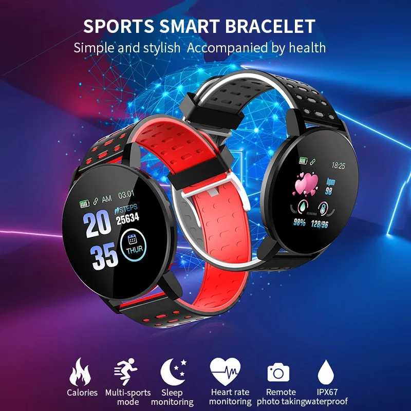 

119Plus Bluetooth Smart Watch Men Women Blood Pressure Heart Rate Sport Tracker Smartwatch For Android Iphone ps4 controller
