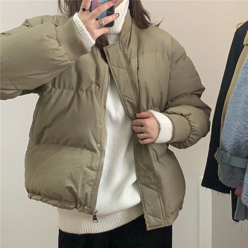 

Winter New Warmth Women's Parkas Autumn Stand-Up Collar Simple Solid Jacket Woman Fashion Padded Short Coat Ladies Clothes