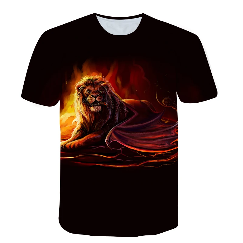 

3D Printing Men's Women's O-neck T-shirt Teenagers Oversized Shirts Handsome Lion Print Clothing Street Fashion Hip-hop Pop Tops