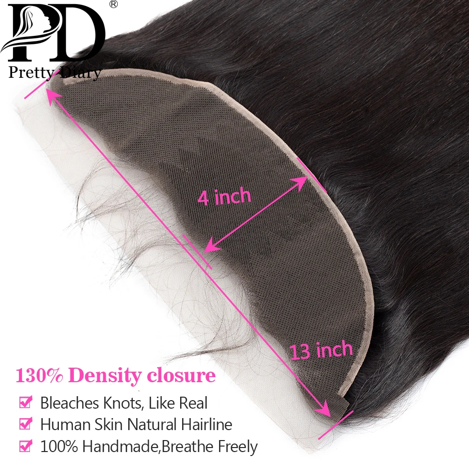 Бразильские прямые волосы 13*4 кружевная Фронтальная застежка узлы отбеленные с