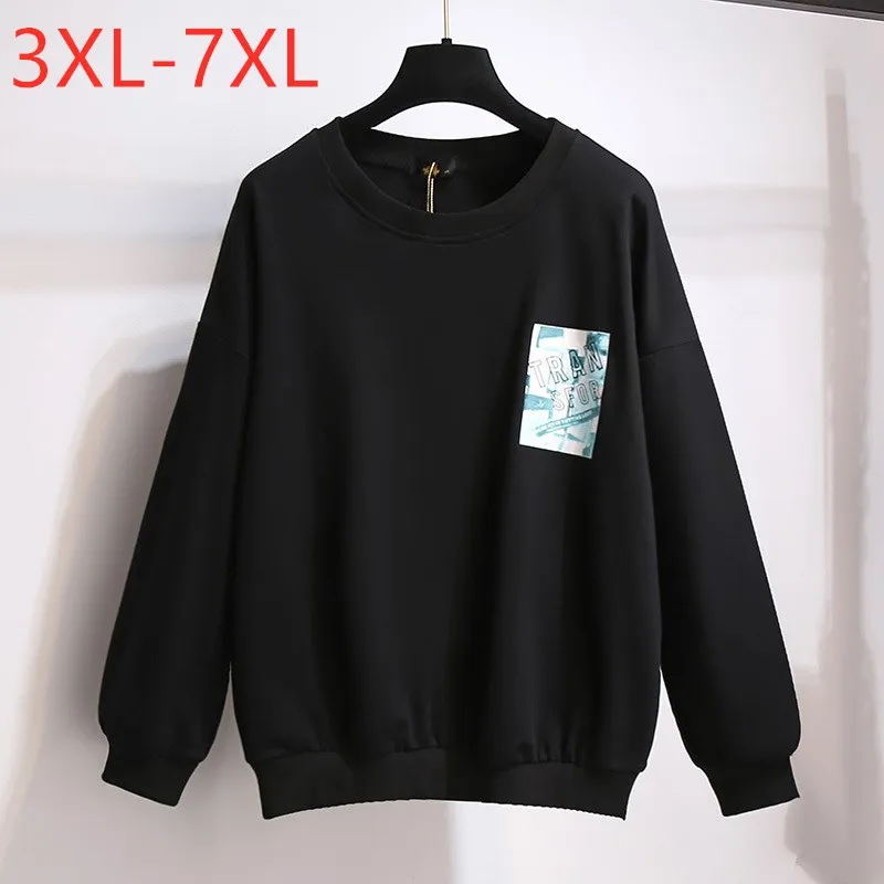 

Женский хлопковый свитшот с длинным рукавом, размеры до 7XL