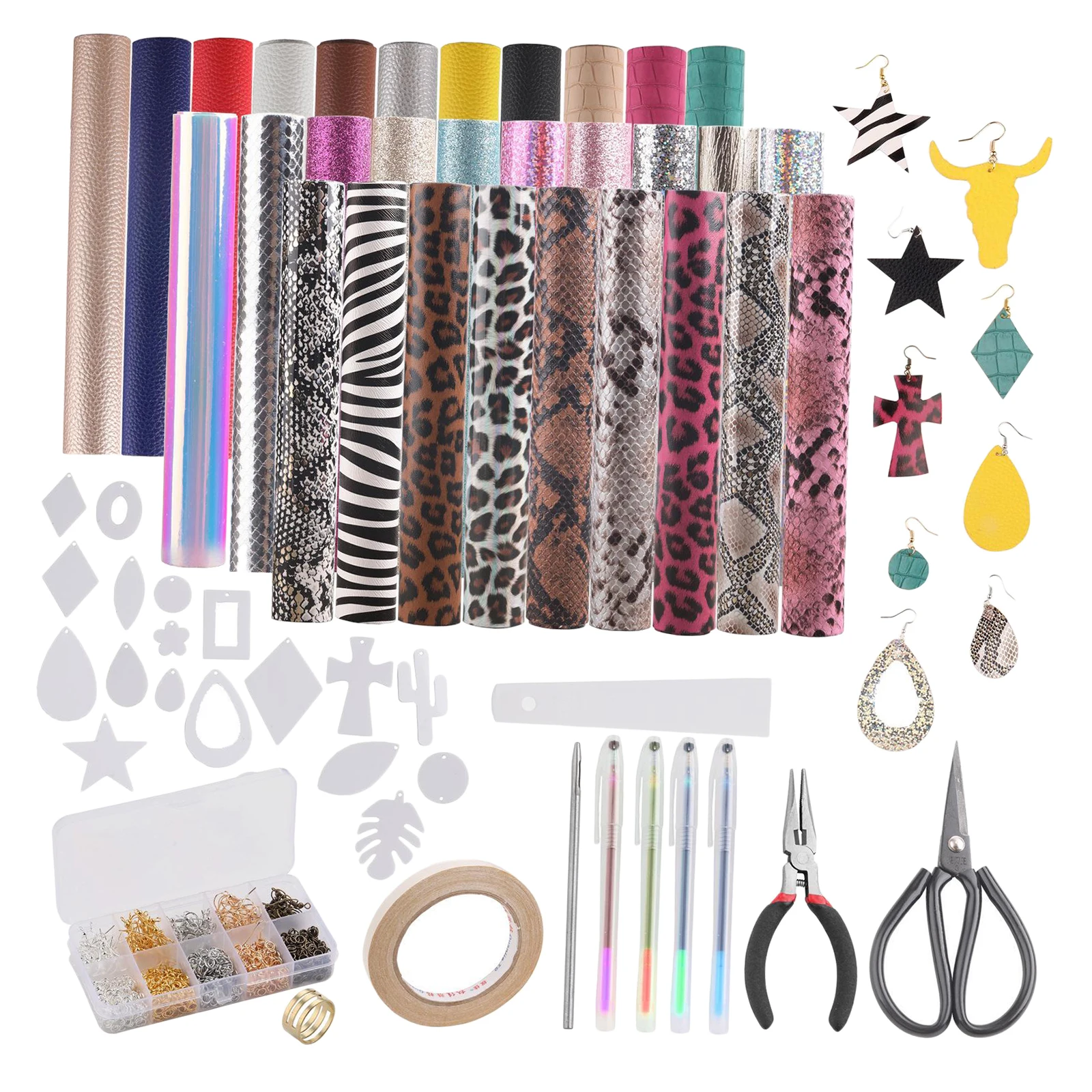 Kits de fabricaci&oacute;n de pendientes de cuero, herramientas de ganchos para pendientes de 30x6,3 "x 8,3"-3