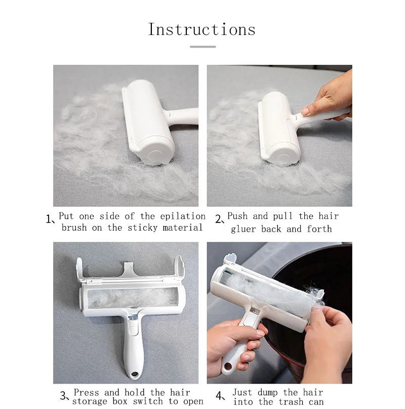 

2-Way Pet Hair Remover Roller Removing Dog Cat Comb Hair From Furniture Self-cleaning Lint Pet Hair Remover One Hand Operate