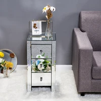 mirrored glass bedside table nightstand side table with 3 drawers 30x30x60cm eco friendly and durable easy to installus stock