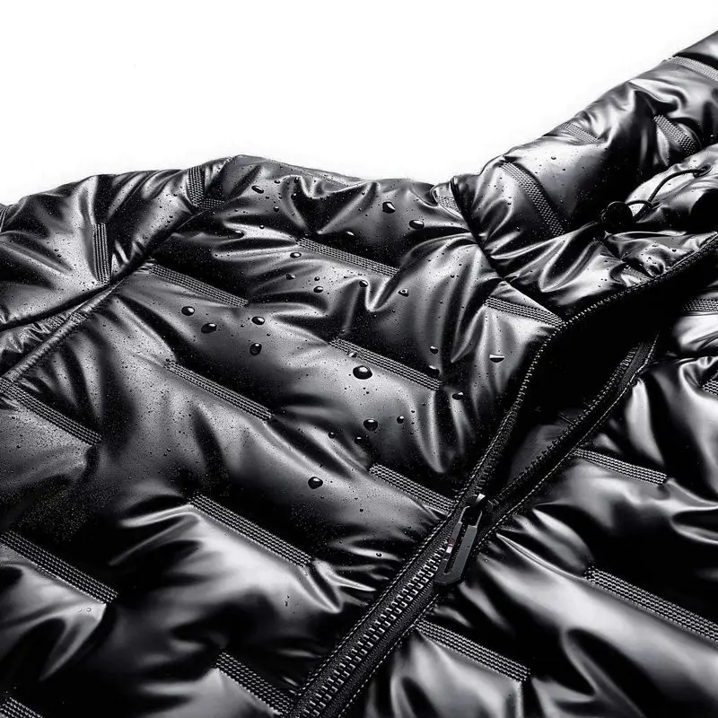 Парка мужская зимняя плотная теплая куртка блестящая с капюшоном