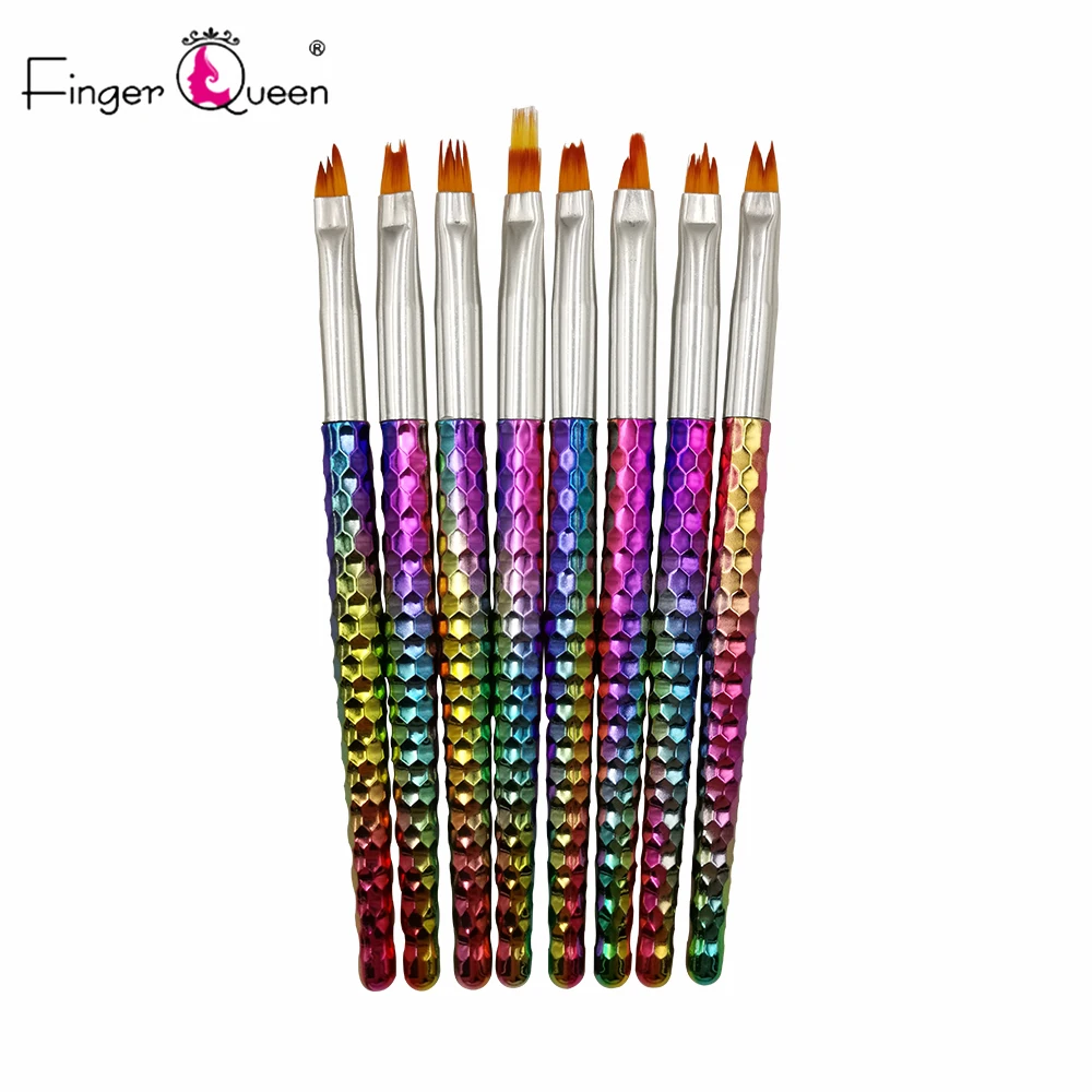 

Набор кистей для ногтей 8 шт. металлический цветной держатель для ручек разные художественные узоры