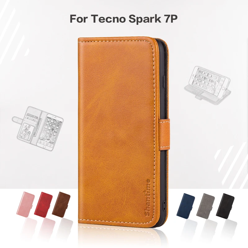 

Чехол-книжка для Tecno Spark 7P, кожаный, с магнитом