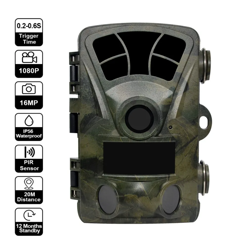 

16MP PIR Sensor Hunting Game Trail Camera 0.2-0.6s Trigger Time Wildlife Monitoring Long Standby Scouting Camera Video Captures
