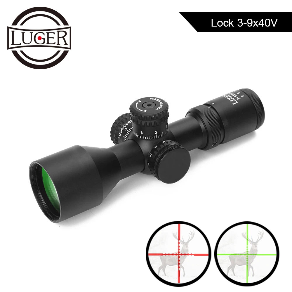 LUGER 3 9x40 охотничий оптический прицел красный зеленый мил дот светящийся замок