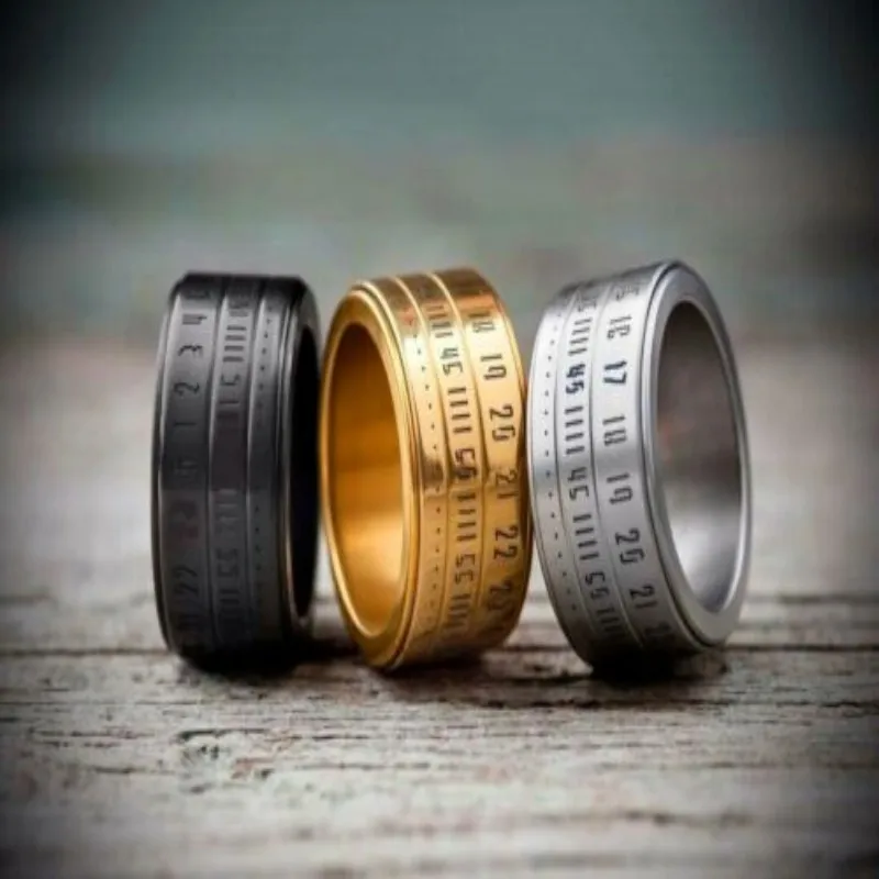 Кольцо из нержавеющей стали для мужчин и женщин Вращающийся Регулируемый по