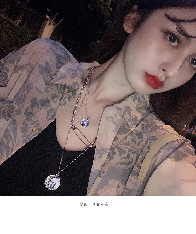 

Online Influencer Fashion Three-Layer Necklace for Women Trendy Hip Hop Clavicle Chain Ins Trendy Cool Sweater Chain Pendant