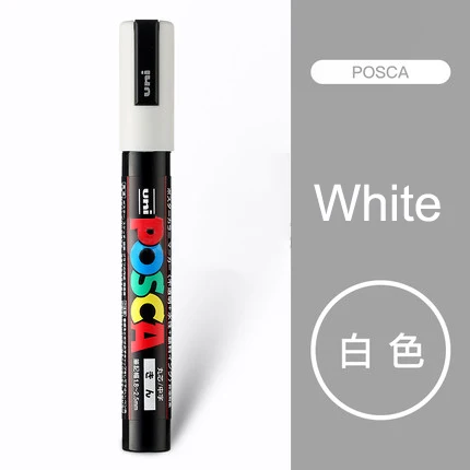White 1Pcs Uni Posca PC-5M маркеры для рисования Средний наконечник 1,8 мм-2,5 мм 17 цветов для школы, офиса, художественные маркеры японские товары для рукоделия 1 шт - Цвет: White 1Pcs