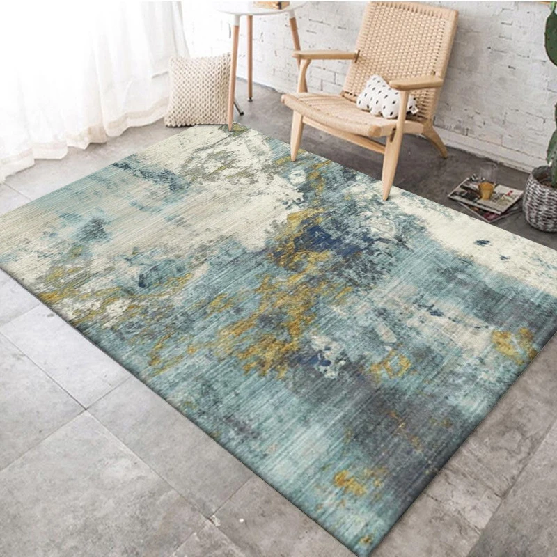 Modern Abstract Minimalist Carpet and Floor Mat Black White Ink Painting Printed Felt-shaped Living Room Non-slip | Дом и сад