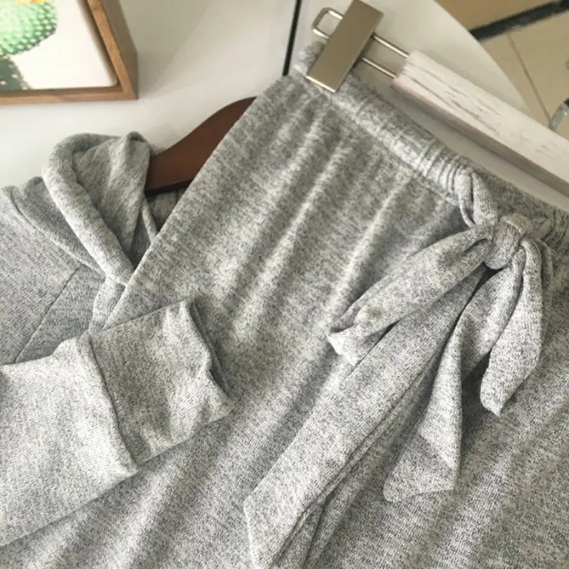 Женский спортивный костюм из двух предметов однотонный Повседневный Свободный