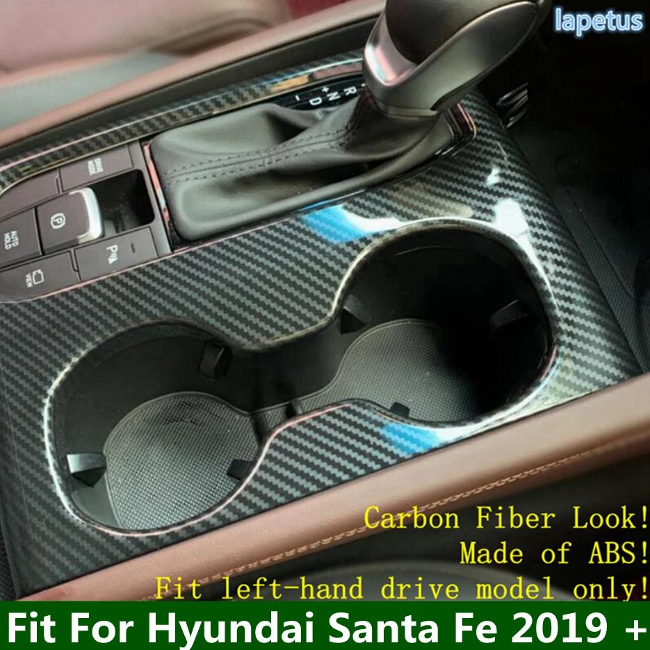 

Front Water Cup Holder Frame / Shift Gear Panel Cover Trim For Hyundai Santa Fe 2019 - 2021 ABS Matte / Carbon Fiber Color