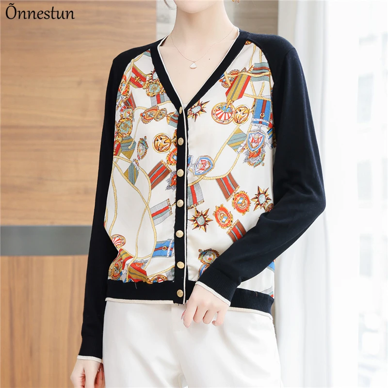 

Женский вязаный кардиган с длинным рукавом, V-образным вырезом