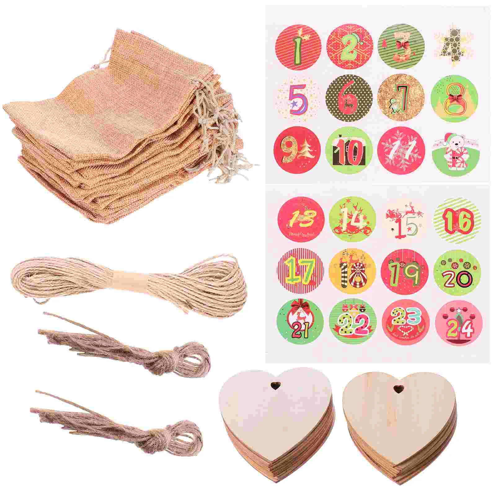 

1 Set Christmas Countdown Candy Storage Bags Drawstring Gift Pouch with Rope