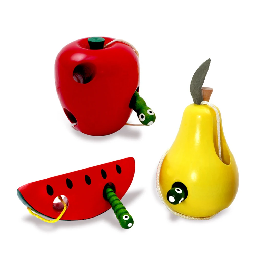 Деревянные фруктовые игрушки на шнуровке Детские Обучающие Развивающие
