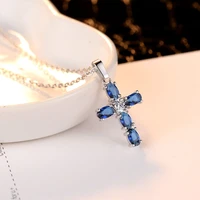 cross necklace ladies necklace jewelry fashion charm pendant necklace inlaid with exquisite colored zircon clavicle chain