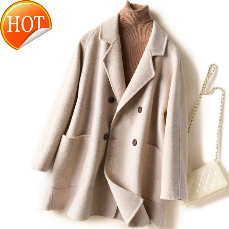 Женское зимнее пальто 2020 двухстороннее кашемировое весеннее женское Короткое