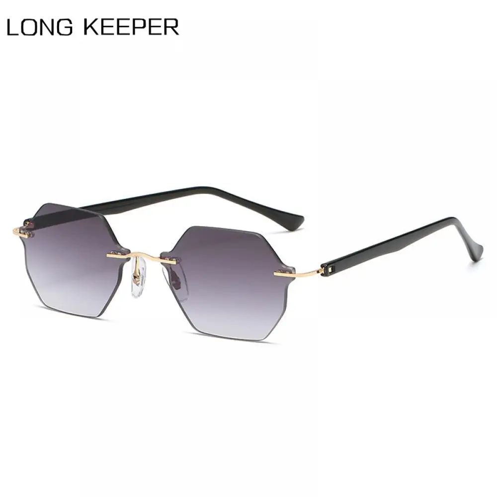 

Очки солнцезащитные женские многоугольные, брендовые дизайнерские маленькие модные солнечные очки без оправы, LongKeeper