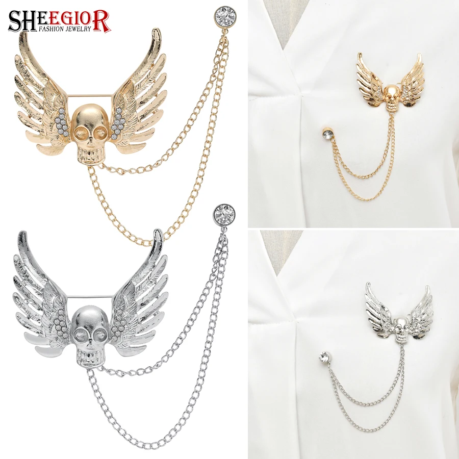 Хрустальные шпильки дьявола мужской значок модные ювелирные изделия золотые