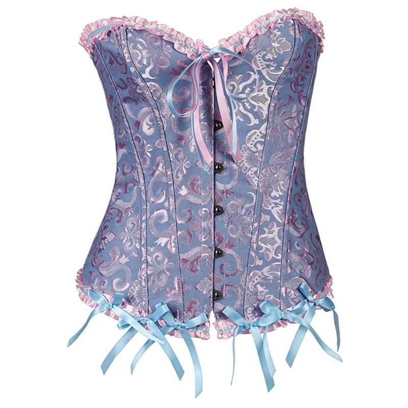 

X5XD Floral Tops For Women Plus Size Vintage Sexy Corsets Gothic Satin Lingerie
