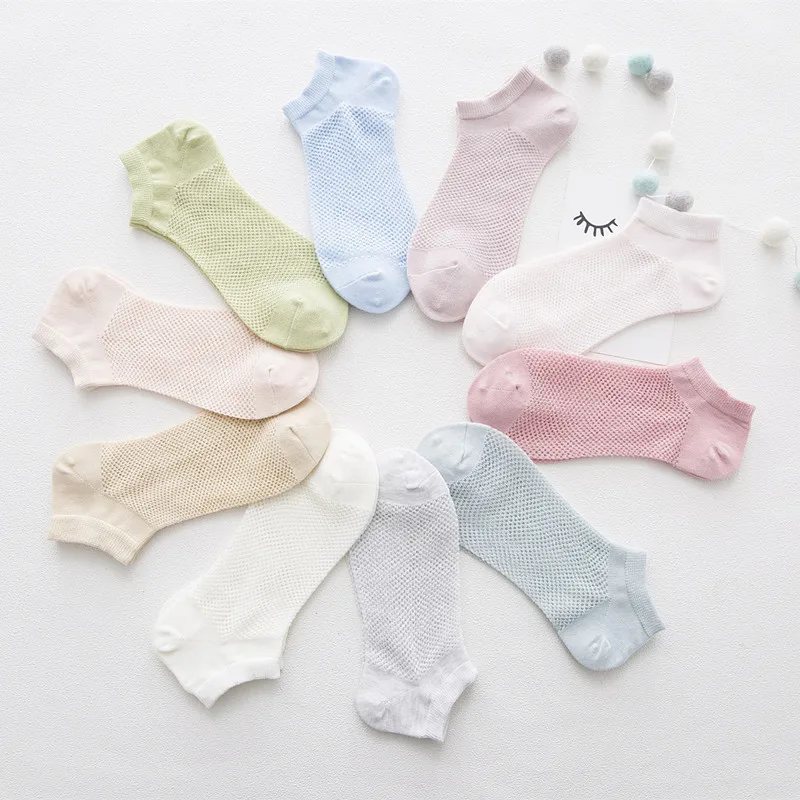 Милые Носки ярких цветов для девочек мягкие хлопковые ажурные дышащие летние