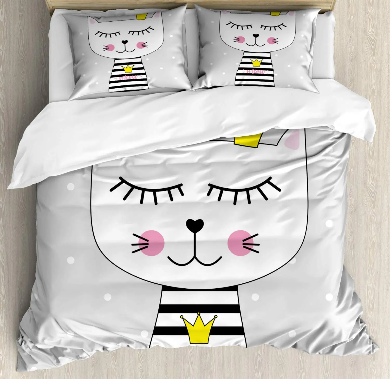 Cat постельное белье принцессы котенок с мяу текст на рубашке и корону
