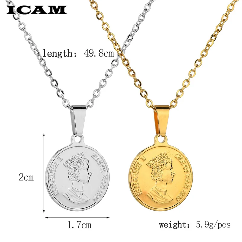 Женское Ожерелье-чокер ICAM из нержавеющей стали с монетами фунт Елизавета II