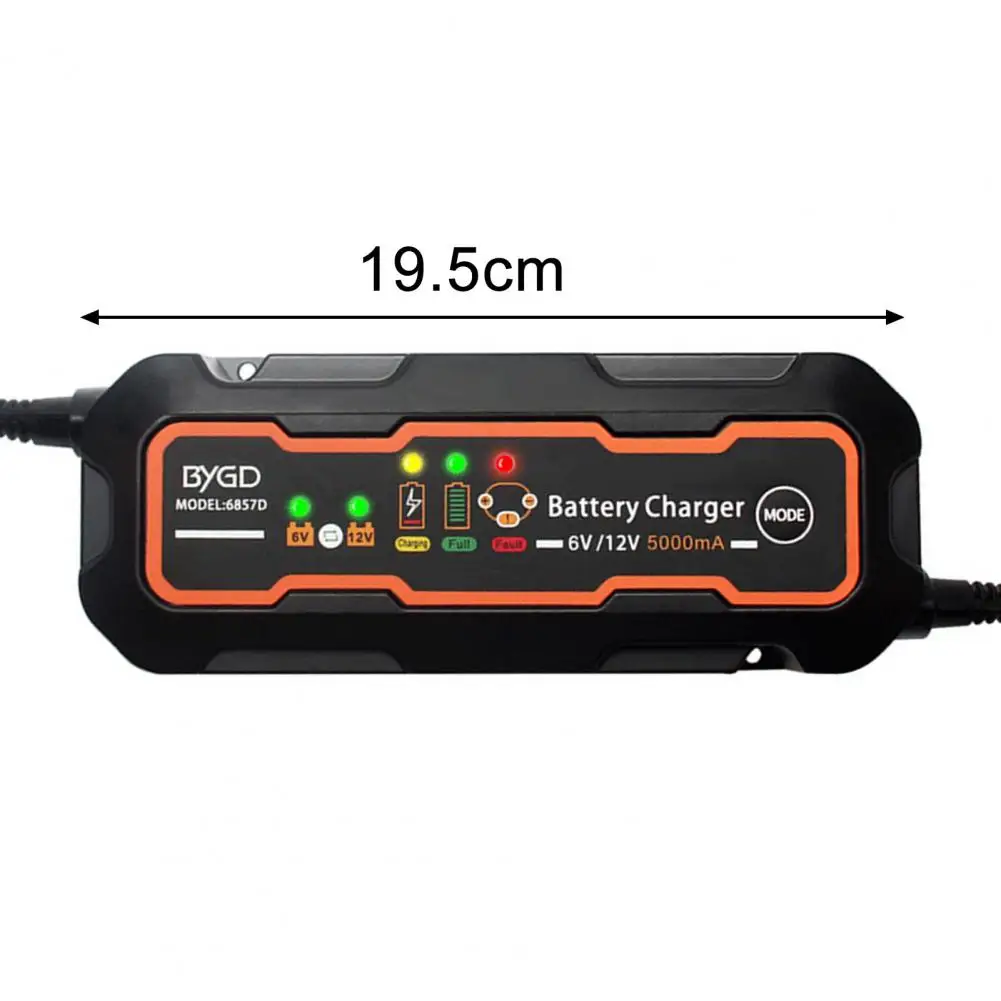 

6857D Battery Charger Automatic Anti-overload Fireproof ABS Car Motorcycle Battery Charger Pulse charge Maintainer Desulfator