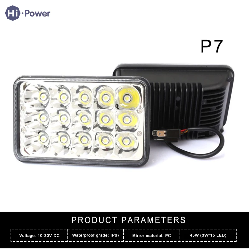 

Hi-power 2 шт. 45 Вт светодиодный автомобиль фары 45 Вт 3200lm IP67 водонепроницаемая пара Hi/Low Прямоугольник СВЕТОДИОДНЫЙ Луч Фары с разъемом подходит ...