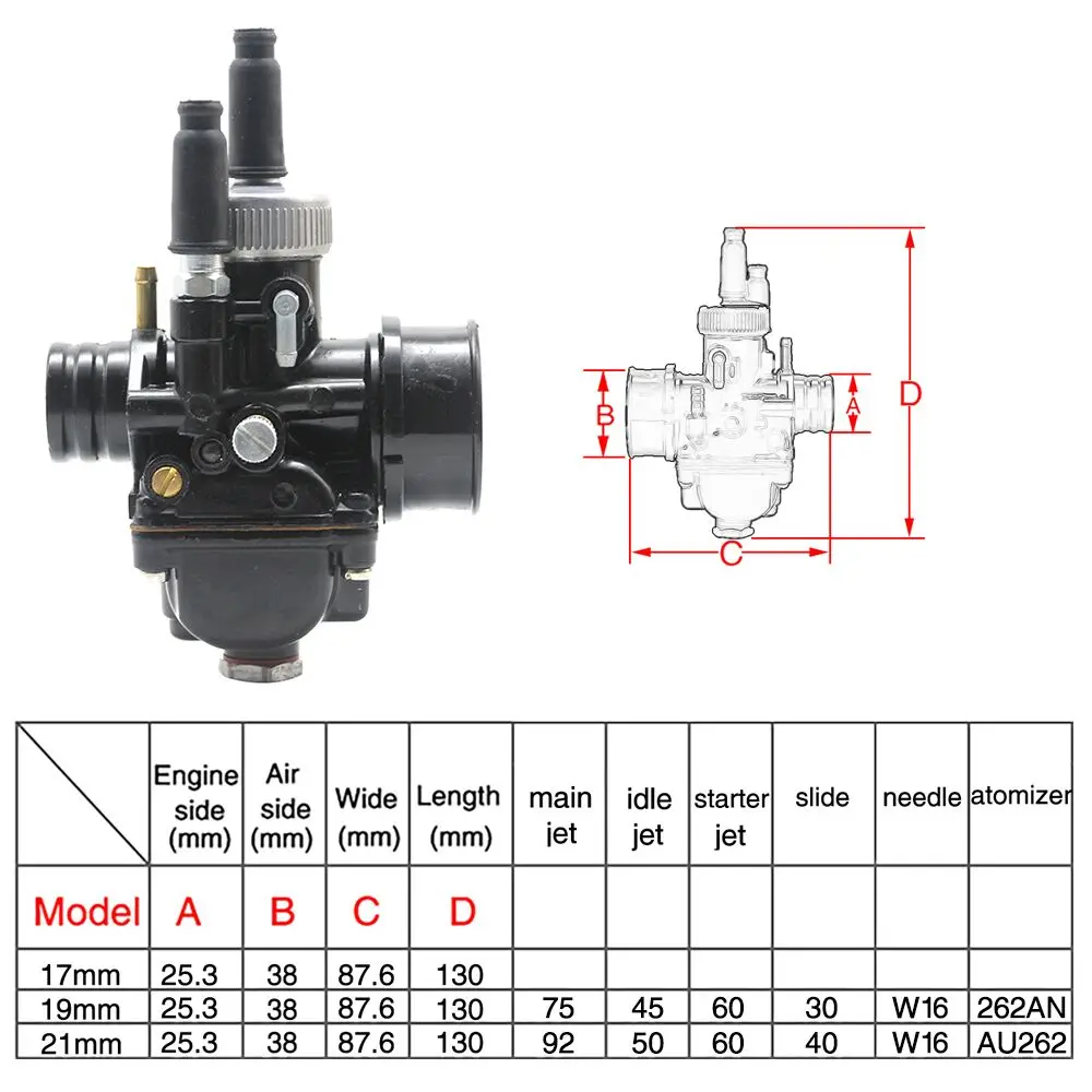 ZS Racing PHBG DS AD 17 мм 19 мм 21 мм 17,5 мм 19,5 мм карбюратор для JOG50 JOG90 BWS100 гоночный мотоцикл подходит на двигатель 50-100cc