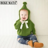 knit sweater baby boy 2022 spring bat style hood box toddler girl pullover sweater cotton warm baby knitwear infant clothing