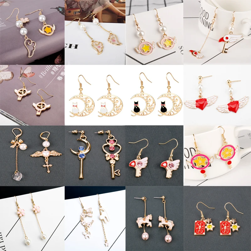 Аниме карты Captor серьги Косплей Kawaii Time Key в виде Луны на палочке кристалл звезда