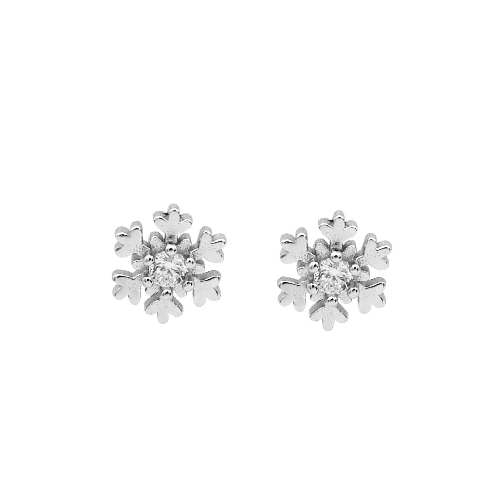 

Fengxiaoling Real 100% 925 Sterling Silver Snow Stud Earrings For Women Girls Fashion Sterling-silver-jewelry Brincos Brinco