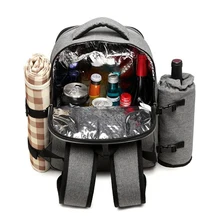 Large 4 Person Picnic Backpack Cooler Bag Insulated Hamper Bottle Holder Blanket