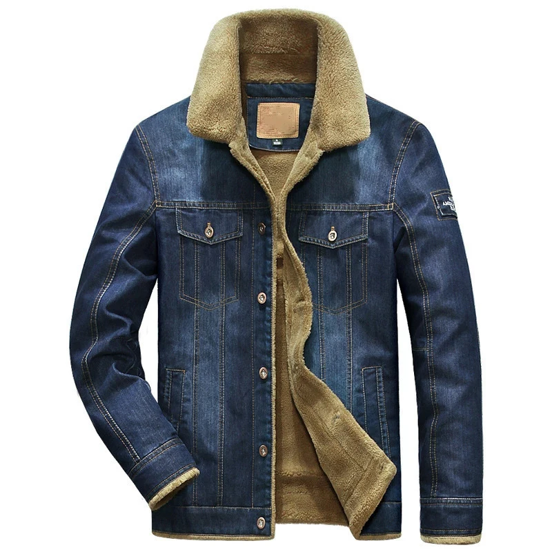 

Brand Denim Jacket Men Winter Windbreaker Warm Mens Jackets Outwear Jeans Coat Male Multi-pocket Cowboy Clothing Plus Size M-6XL