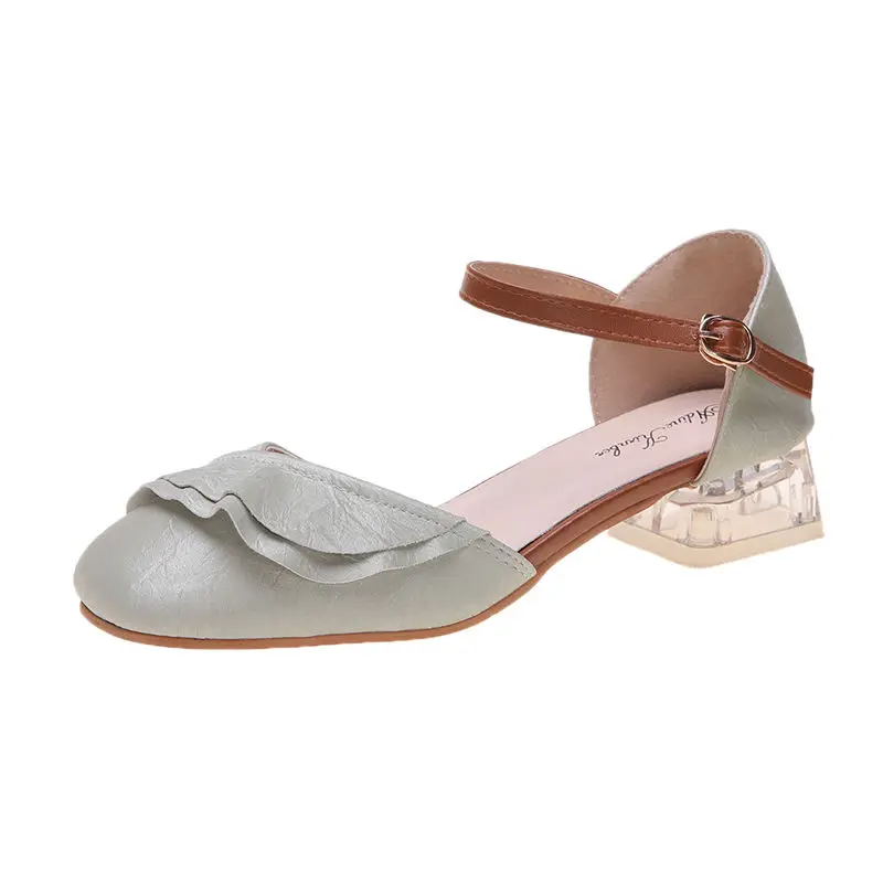 Сандалии женские на низком квадратном каблуке Нескользящие брендовые шлепанцы