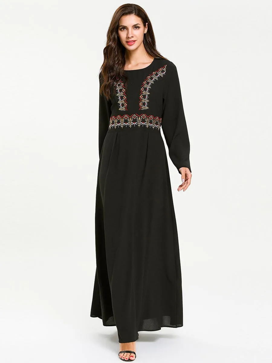 Макси мусульманское платье абайя Черная Женская кимоно турецкий Дубай Кафтан