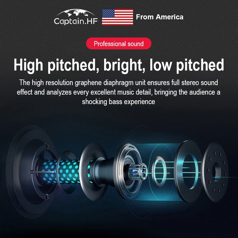 

US Captain Wireless Surround Sound Waterproof Sports Bluetooth Earphones with Case