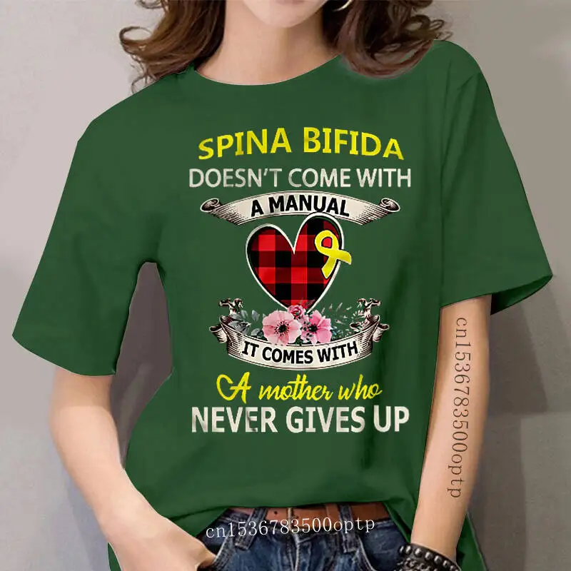 

women Funny T Shirt Fashion tshirt Spina Bifida Does Not Come With A Manual Women t-shirt
