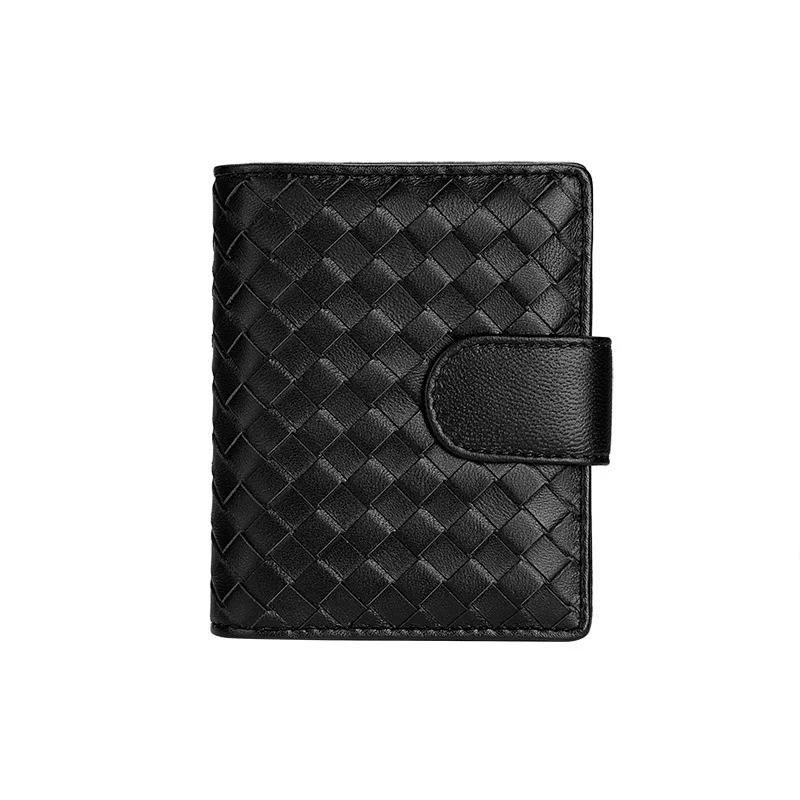 2023 New Weave 100% Sheepskin Genuine Leather Women Wallet Fashion Luxury Brand Multifunction Card Holder Zip Female Coin Purse