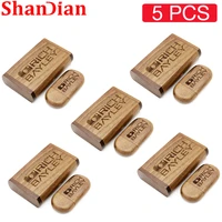 shandian 5pcslot usb flash drive wooden box pen drive wood usb2 0 free custom logo 32gb 64gb memory stick for gift 4gb 8gb 16gb